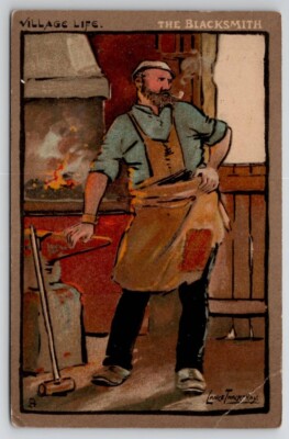 Village Life Blacksmith Coded Message Upside-down Stamp Love 1904 Postcard S23