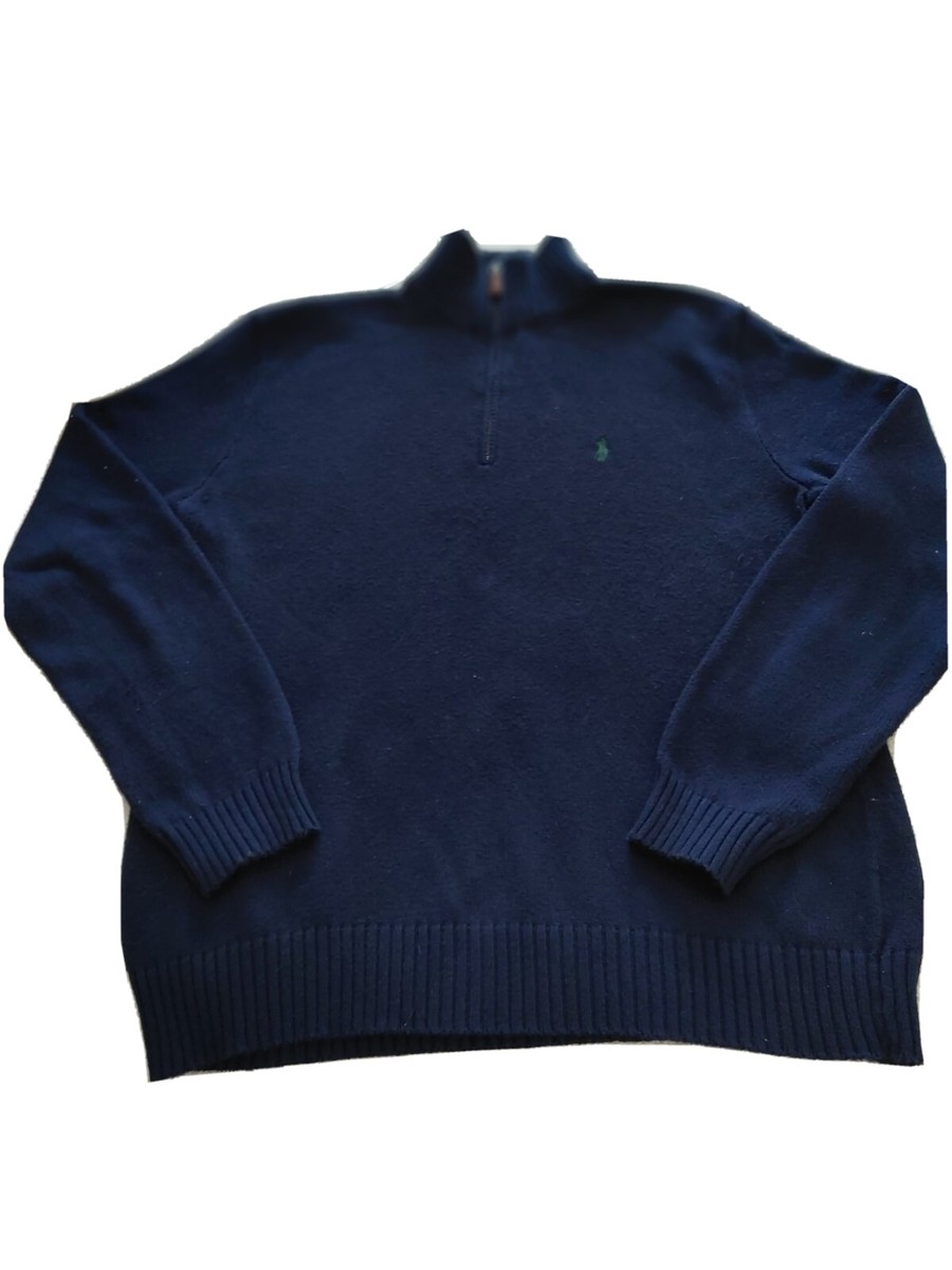 ★★POLO RALPH LAUREN★★ Cotton Quarter Zipper Sweater Navy Polo Ralph Lauren Men's Sweater Quarter Zip Navy 100% cotton
