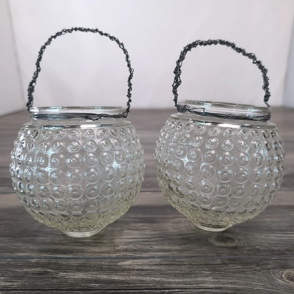 2 candelabros decorativos de vidrio con mango de metal para colgar clavos de placa Foto 2 de 4