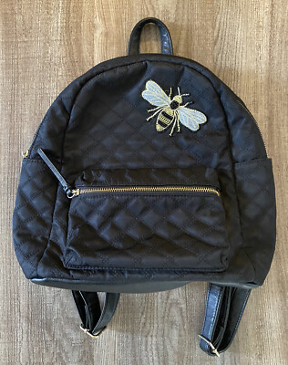 LD Embroidered/Beaded Bee Backpack. Black And Gold Beaded Bee. Luxury Divas.