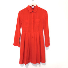 J. CREW Women's Red 1/2 Button Fit Flare Pocket Christmass Holiday Dress Size 00