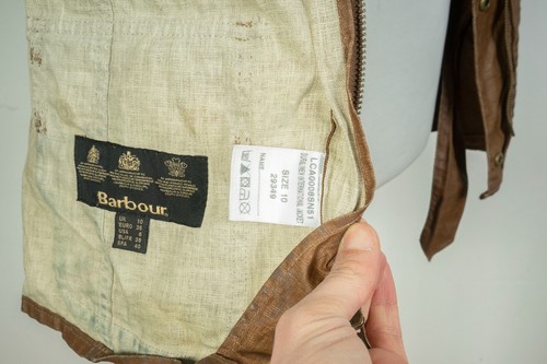 -Ladies Barbour Duralinen International Brown Belted Jacket Linen Sz UK 10 US 6 - Picture 8 of 9
