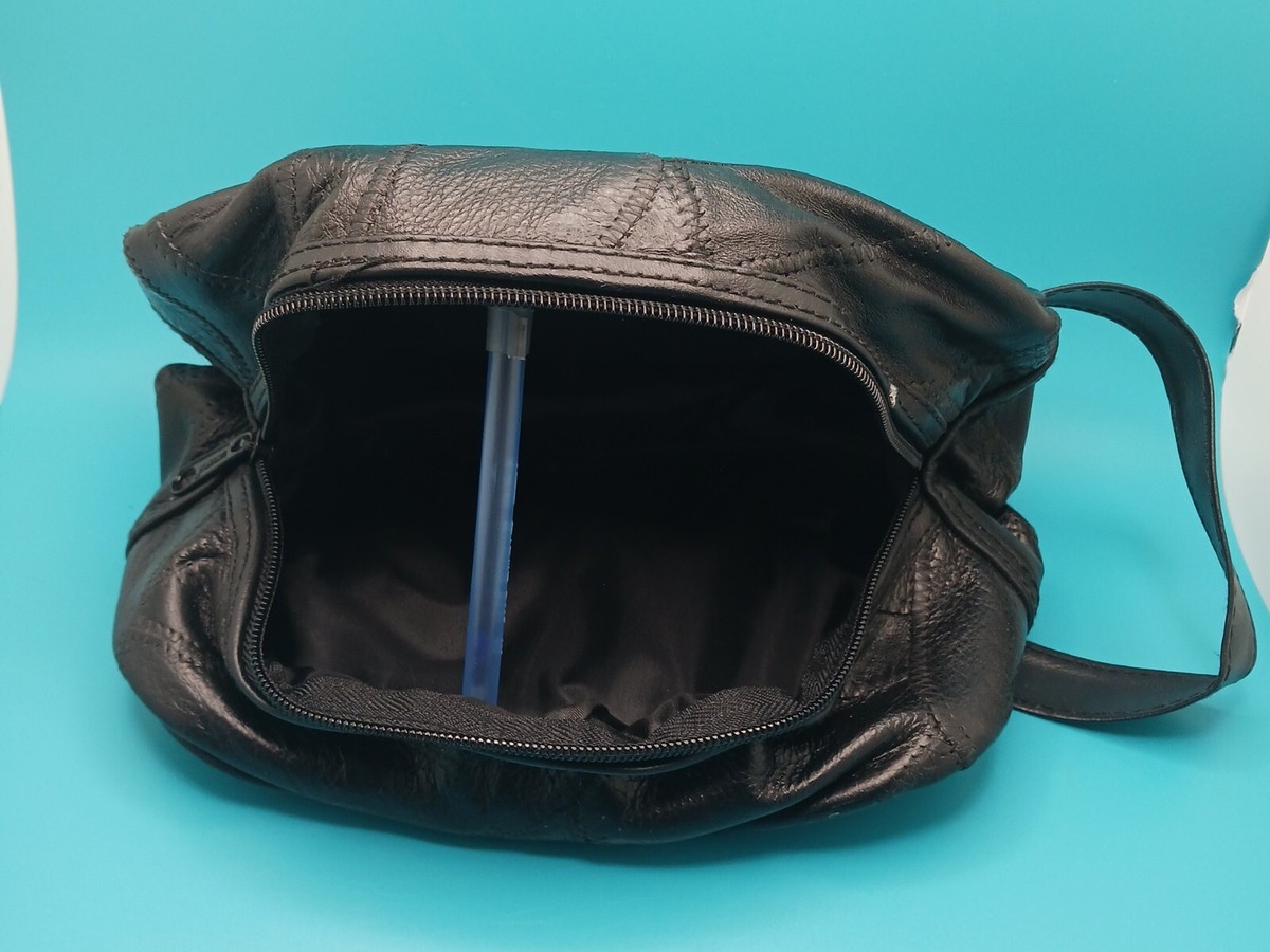 Vintage London Fog Travel Pouch Black Soft LEATHER L9