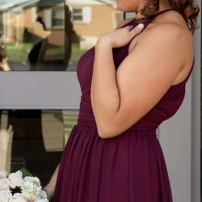 Bill Levkoff Wine Bridesmaid Dress 7044 Floor length | eBay