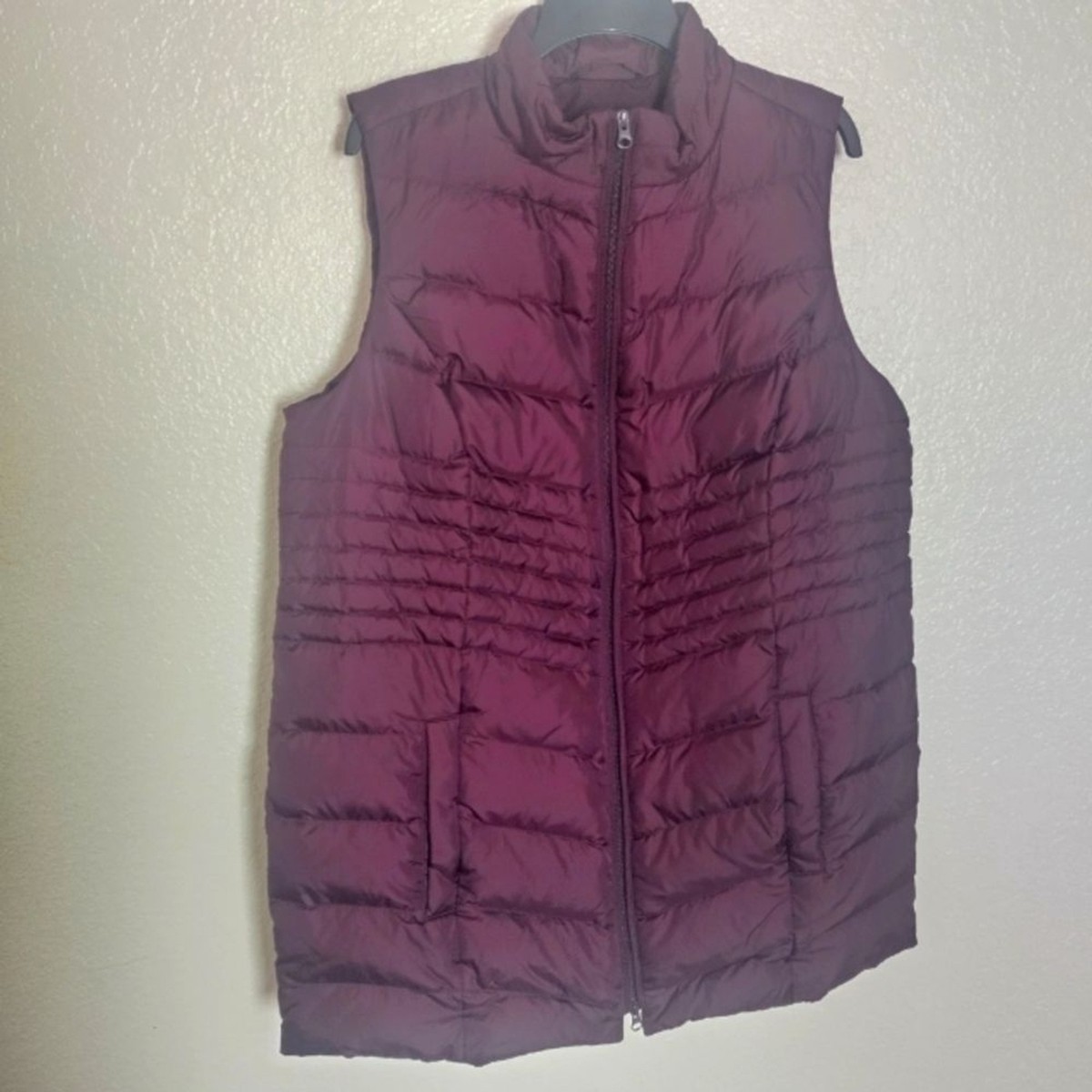 Long Burgundy Down Vest Jill Quilted Down Long Puffer Vest