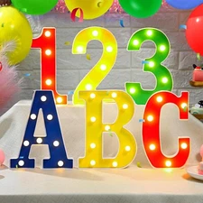 6 Pcs Abc and 123 Friend Street Party Decorations, 6.3 Inch Battery Powered L...