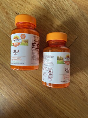Lot 2 DHEA 50mg Energy Enhance Dietary Supplement Gluten Dairy Free 60 Tablets