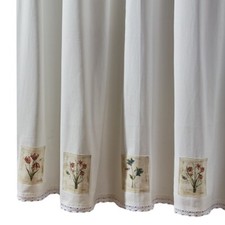 ANTIQUARIAN BLOOMS FABRIC SHOWER CURTAIN, FLORAL, WHITE, NEW IN PKG, FEMININE