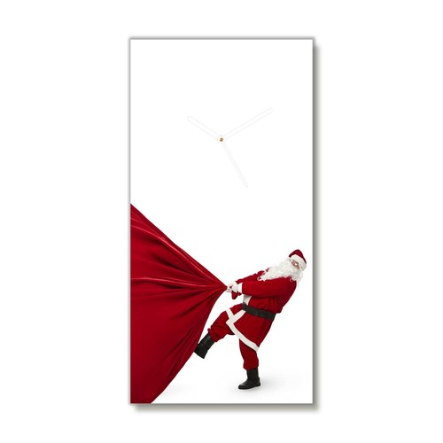 Horloge Murale Tulup En Verre Trempé 60x30cm - Thème Noël, Neige - Noir