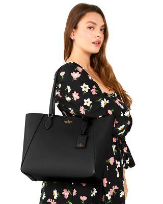 New Kate Spade Poppy Large Leather Tote Black | eBay