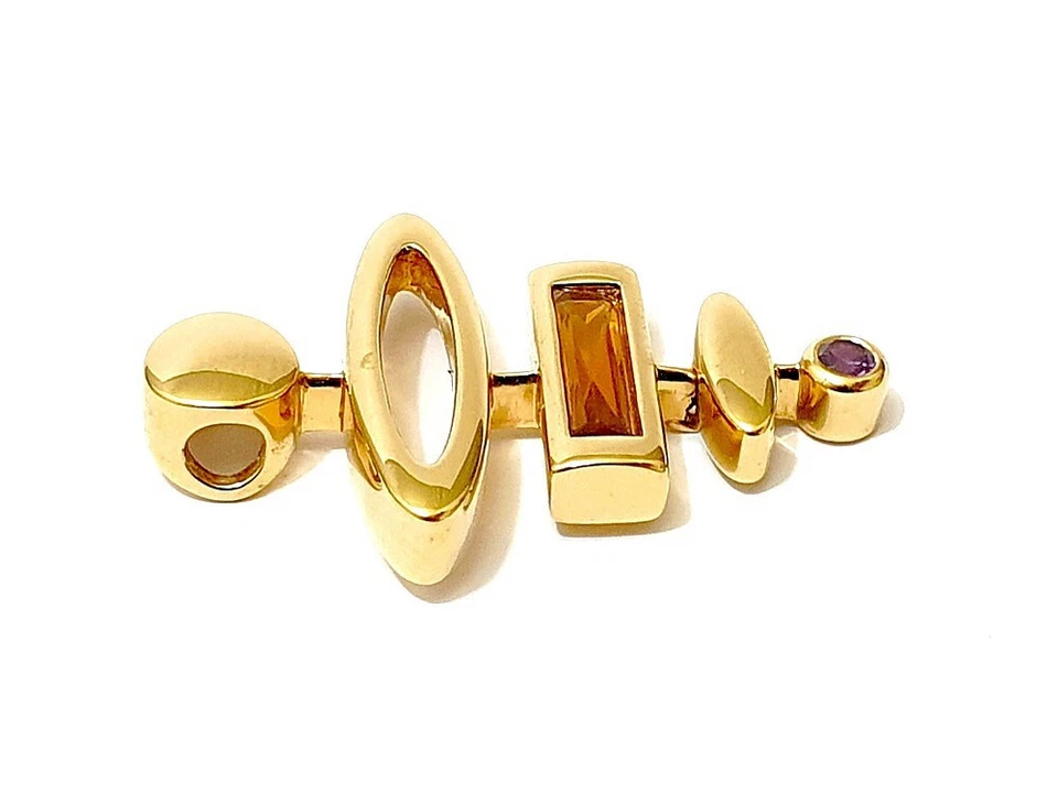 Pierre Lang Anhänger Gelbgold Rhodiniert mit Schmucksteine um 1980 - Bild 2 von 4