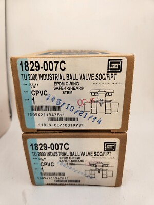 Lot of 2 New NOS Spears 1829-007C 3/4'' CPVC Industrial Ball Valve SOC/FIPT