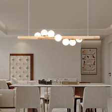 7 Heads Modern Glass Globe Chandelier Linear Pendant Light Hanging Lamp Fixture