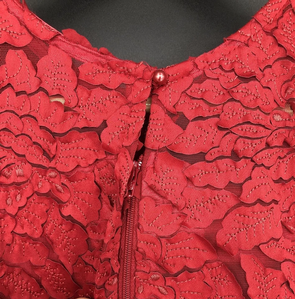 Chasing Fireflies Red Leaf Applique Sleeveless Party Dress Girls 6 Flower Girl - Image 4 of 4