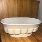 Vintage Haeger Pedestal Planter Bowl  Matte Oval USA Ribbed Neutral MCM