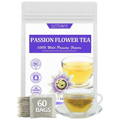 60 Premium Passion Flower Tea Bags, Made with 100% 60 Count (Pack of 1) 