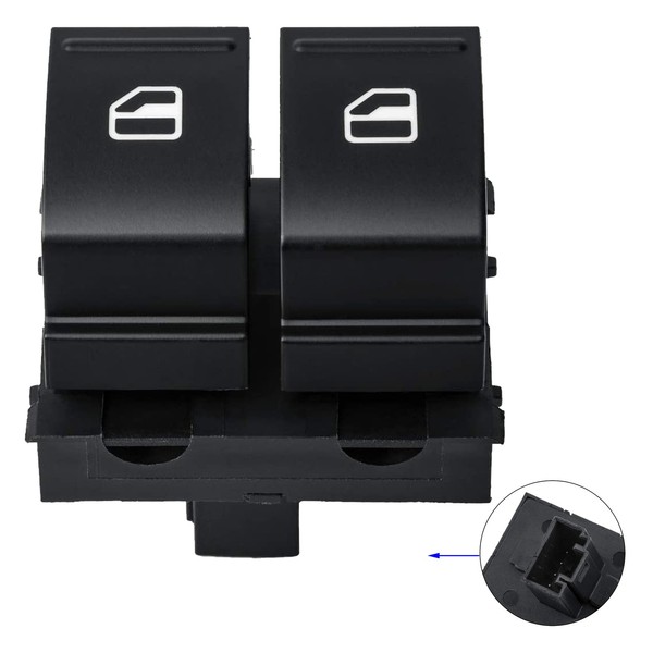Newparts Doppelt Fensterheber Schalter Vorne Links 4 Pins DK32725 Schwarz-image