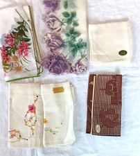 Lot 6 Vtg Hankies New w/Tags Irish Linen Hand Embroidered Kreier Switzerland