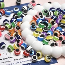 400 Mixed Colour Acrylic Evil Eye Ball Round Beads 10mm Jewelry Craft DIY