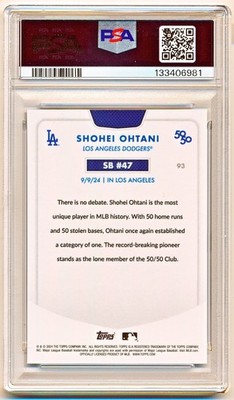 2024 Topps Shohei Ohtani 50/50 SB 47 Chrome Blue Refractor #93