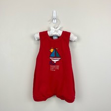 Vintage Carter's Red Sailboat Shortall Romper Baby Boy 12 Months USA