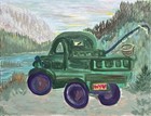 BLESSED#1547 FISHING TRUCK WYO Modern 14x11 Original Canvas Art Modern Abstract — photo 3