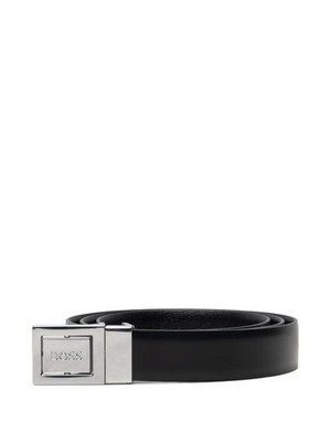 Hugo Boss Men's Reversible Belt With Engraved Logo Buckle, Black, One Size
