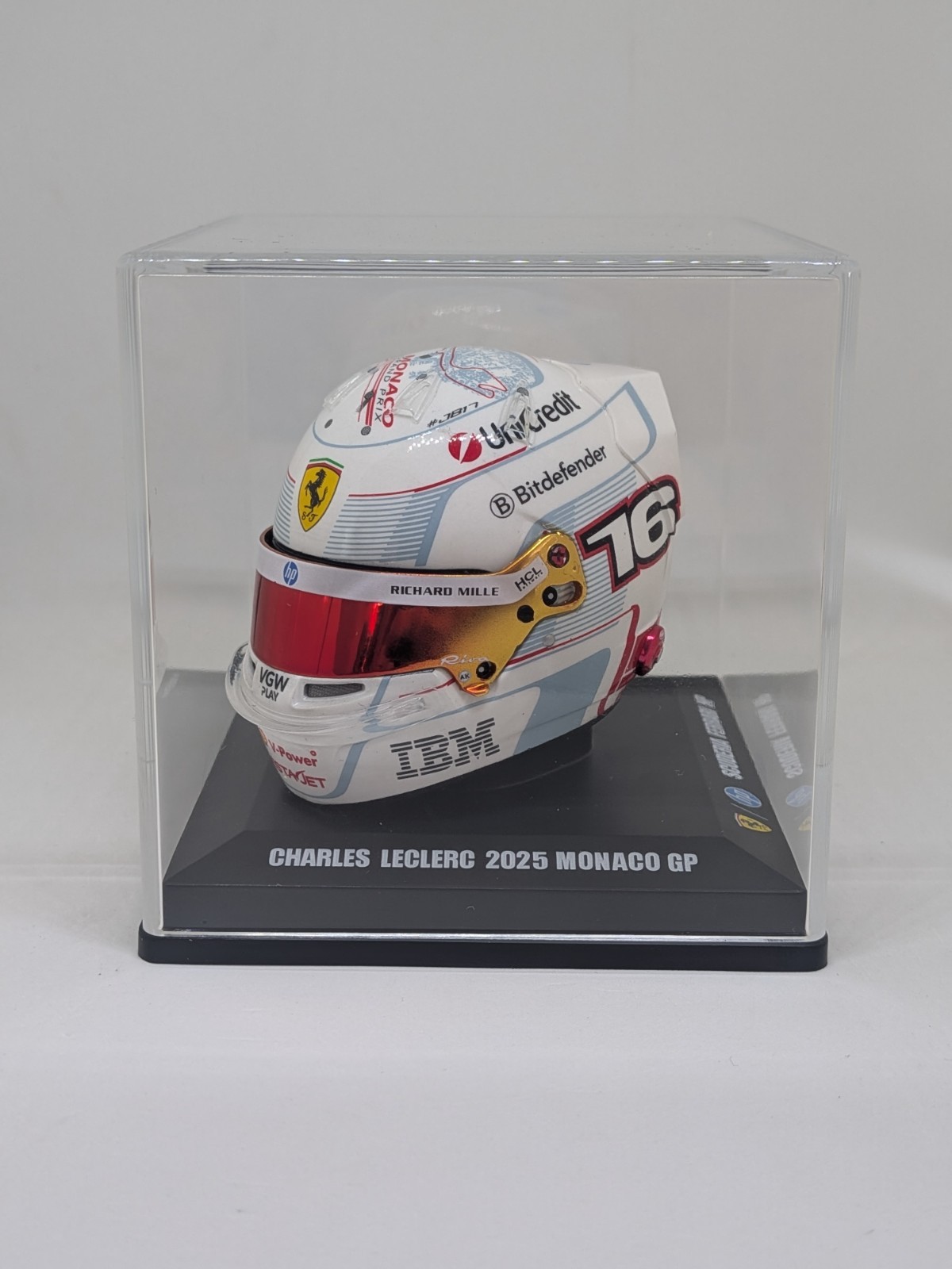 Casque Charles Leclerc Monaco GP 2025 Looksmart LSHEL013 miniature 1/2 en résine pour collection