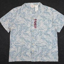 NWT BareFoot In Paradise Hawaiian Shirt Mens XL Blue Wave Short Sleeve Cotton