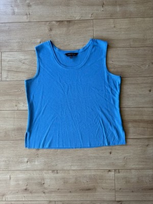 Ming Wang Blue Knit Tank Top Womens Size L Sleeveless NWOT