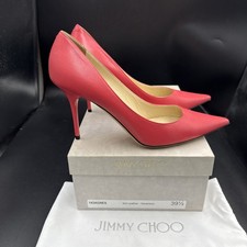 Jimmy Choo Agnes Geranium Pink Leather Heels Stiletto Shoes Eu 39.5 Uk 6.5