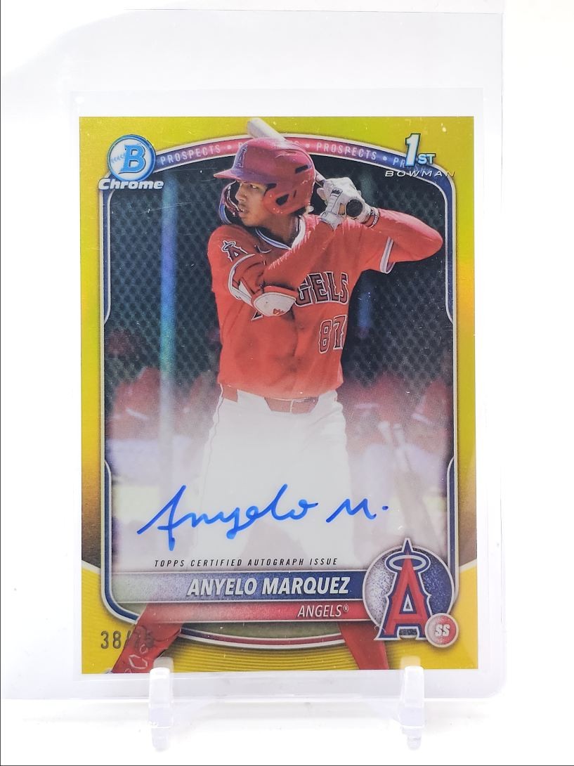 ANYELO MARQUEZ 2025 BOWMAN CHROME 1ST YELLOW REFRACTOR AUTO /75 Q3249