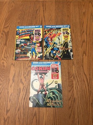 Conan Mists Book & Record set #PR 31_Superman PR28 & Captain America PR-12 Lot 3