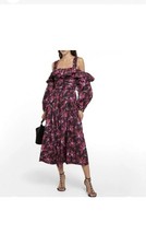 Ulla Johnson Caprice Floral Midi Dress Cold Shoulder Cotton Poplin size 6