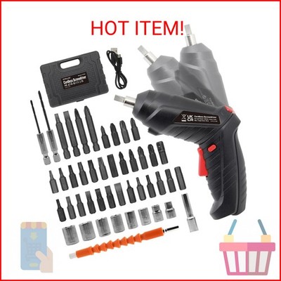 MYMULIKE Cordless Electric Screwdriver, 3.6V Rechargeable Power Screwdriver with