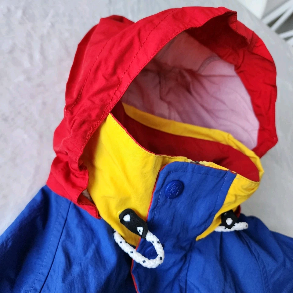 VTG Tommy Hilfiger Jacket Medium Navy Red 90s RARE Spellout Logo Preppy Wu Tang - Image 2 of 4