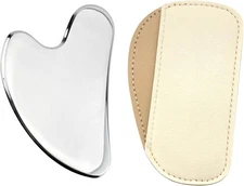 Quacc Guasha Facial Tool Stainless Steel Gua Sha Face Massage for Beige 