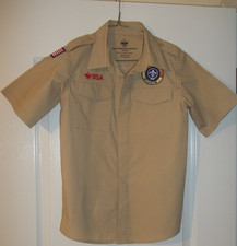 Official Boy Scout BSA Shirt Cotton Poly Youth Sz M Med Medium Ready for Patches