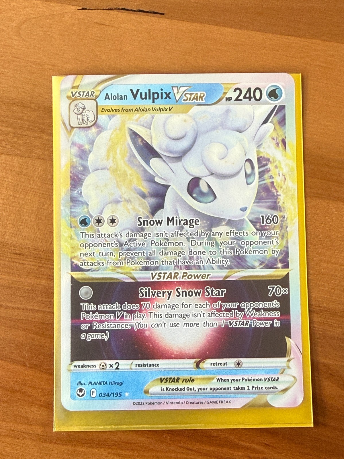Alolan Vulpix VSTAR 034/195 Holo - Pokemon Silver Tempest NM 034/195