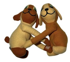 1977 R. Dakin Dream Pets Hugging Dog Couple Plush Brown Dogs