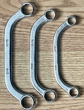 Vtg Half-moon 3-pc Obstruction Wrench Set 716 X 12 916 X 58 1116 X 34