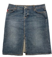 Level Ninety Nine Women's Blue Medium Short Jean 5 Pocket Pencil Skirt USA Made