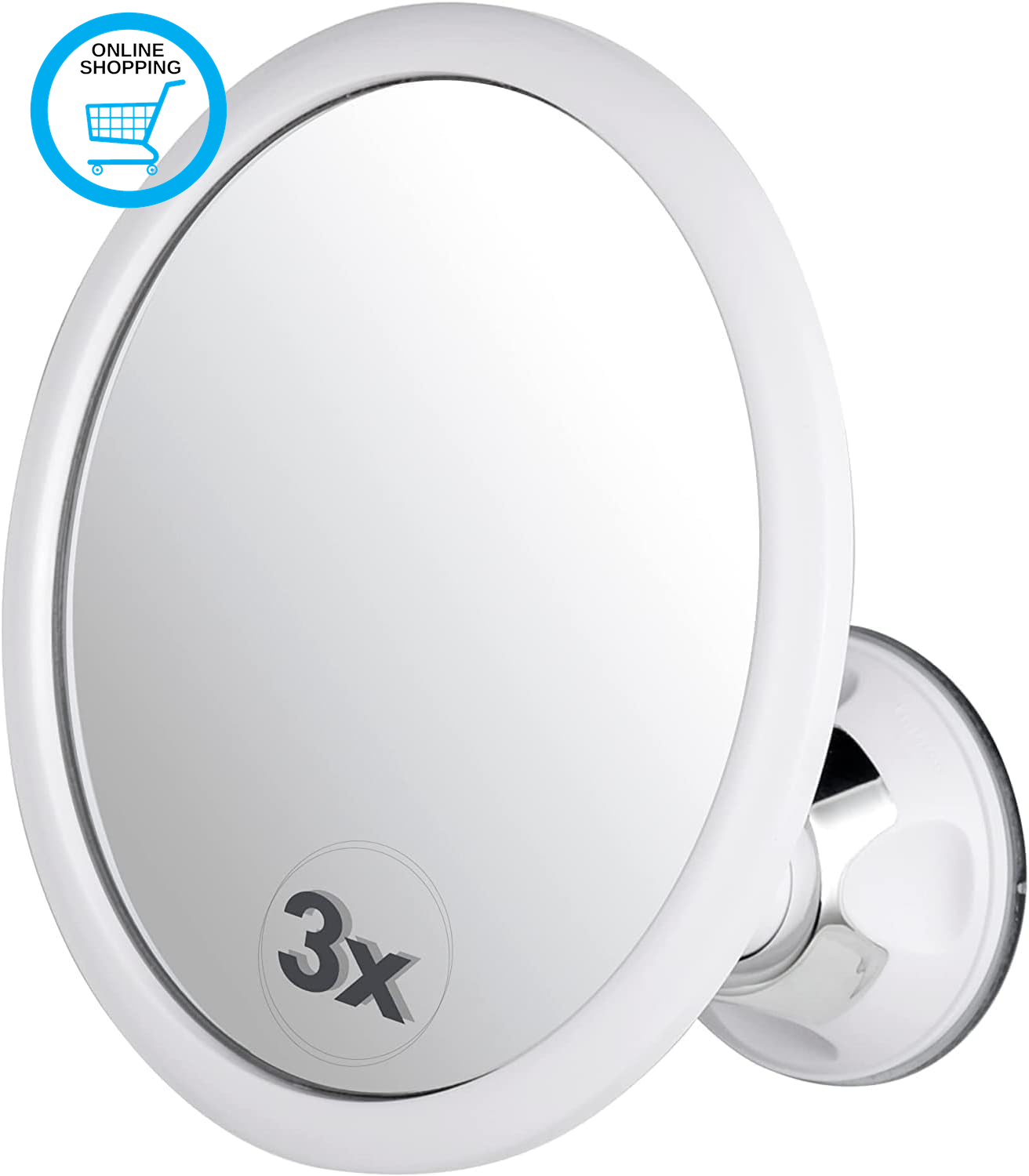 3X Magnifying round Shower Mirror for Fogless Shaving with Suction Cup, Shatterp