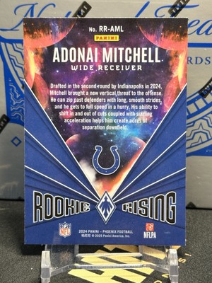 2024 Panini Phoenix Adonai Mitchell RC Rookie Rising Lazer Prizm