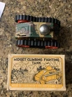 Vintage 40s 50s Louis Marx Tin Litho Climbing Fighting Tank Works W/Original Box