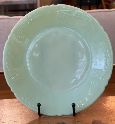 Rare Fire King Jadeite Jadite Sheaves Sheaf Sheath of Wheat 9” Dinner Plate