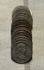 90% Silver Franklin Half Dollars - Roll of 20 - $10 Face Value 1954 to 1963