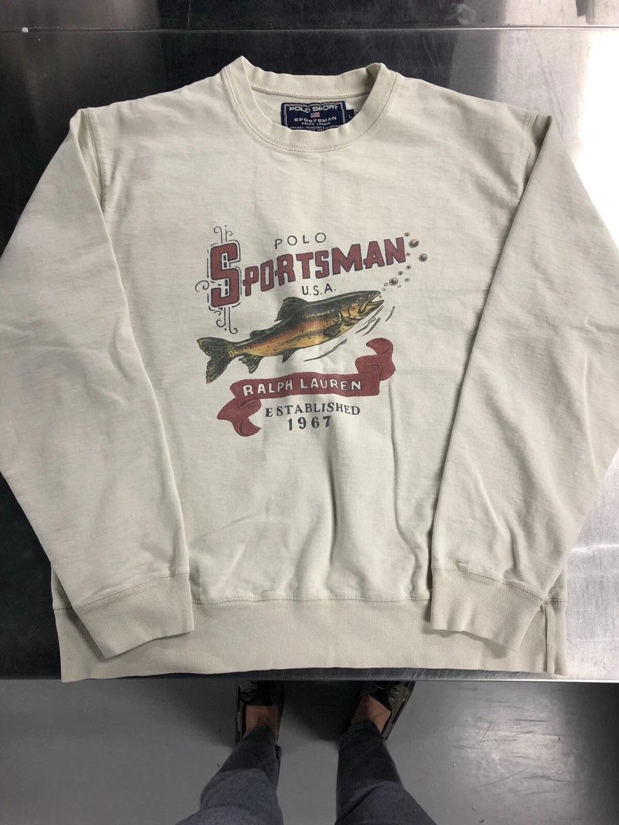 Vintage Ralph Lauren Polo Sportsman Crewneck Sweatshirt Trout Fishing Large