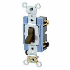 Leviton: 1203-2, 15 Amp, 120/277V, Toggle 3-Way AC Quiet Switch, Brown