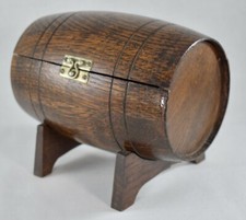 ANTIKE MINIATUR EICHENFASS SCHATULLE SCHREIBTISCH ORDENTLICH AUFBEWAHRUNGSBOX